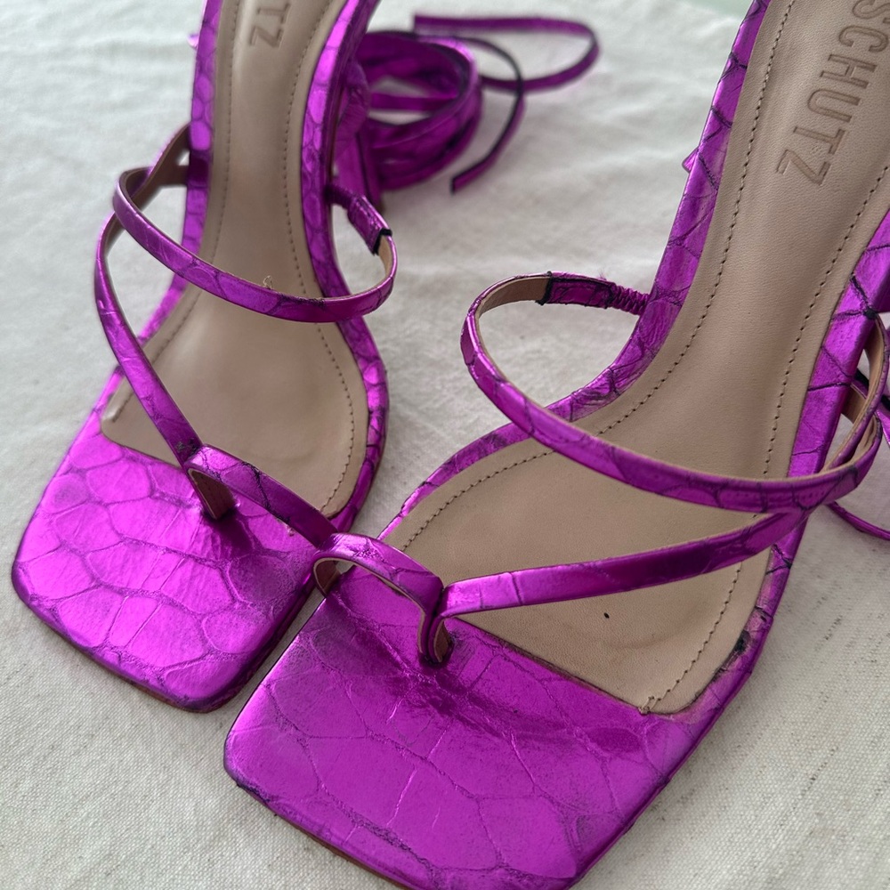 Schutz metallic heels
